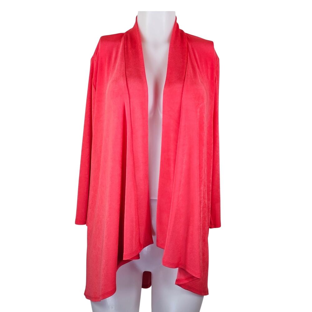 Chico's Travelers Draped Jacket Light Papaya Coral Business Womens 1 - S - 8 NWT